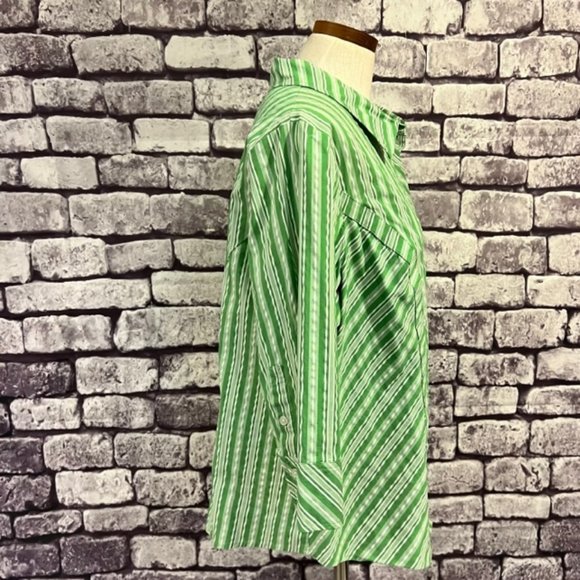 Lane Bryant Green & White 3/4 Sleeve Blouse Size 18/20 - Picture 6 of 8